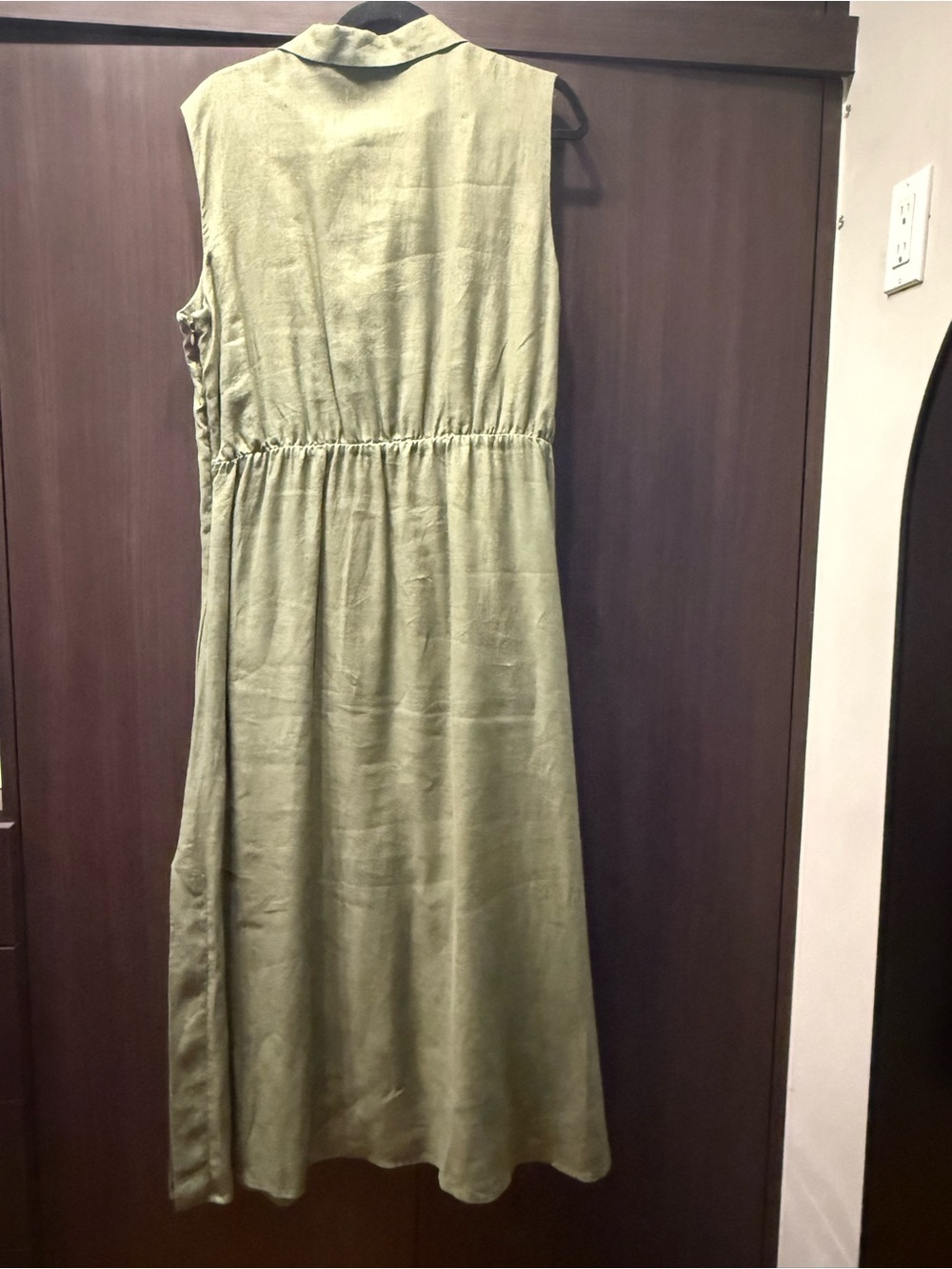 Magaschoni Sleeveless Button-Front Maxi Dress in Olive - Picture 2 of 6